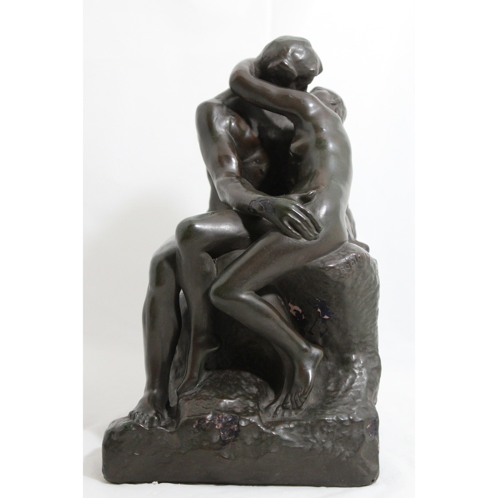 Vintage 1957 Alva Studios Rodin The Kiss Reproduction Composite Sculpture Statue